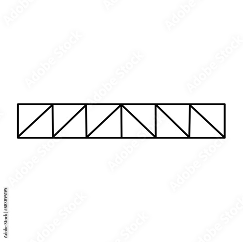 Roof metal truss construction. Icons of Roofing steel frame. Vector architectural blueprint