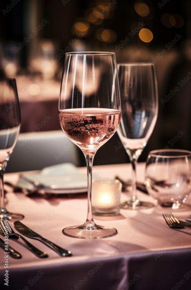wine glasses on table with menu in background,