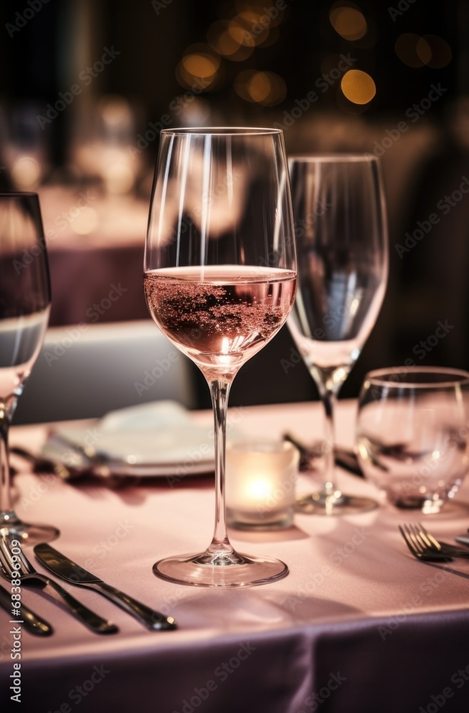 wine glasses on table with menu in background, wine glasses on table with menu in background,
