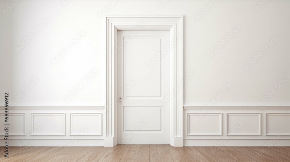 empty room with wooden door. create using a generative ai tool 