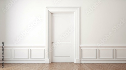 empty room with wooden door. create using a generative ai tool 