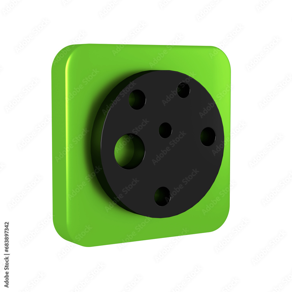 Black Planet Mars icon isolated on transparent background. Green square button. Black Planet Mars icon isolated on transparent background. Green square button.