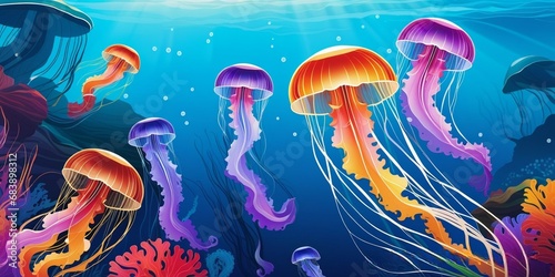 Colorful Jelly fish illustration