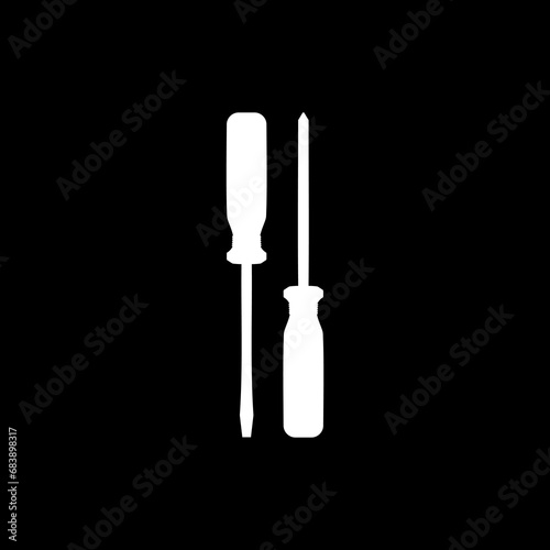 Plus or Positive and Minus or Negative Screwdriver Silhouette, Flat Style, can use for Art Illustration, Logo Gram, Pictogram, Website, Apps, or Graphic Design Element. Vector Illustration