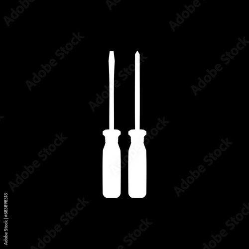 Plus or Positive and Minus or Negative Screwdriver Silhouette, Flat Style, can use for Art Illustration, Logo Gram, Pictogram, Website, Apps, or Graphic Design Element. Vector Illustration