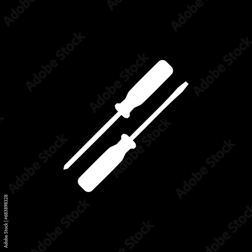 Plus or Positive and Minus or Negative Screwdriver Silhouette, Flat Style, can use for Art Illustration, Logo Gram, Pictogram, Website, Apps, or Graphic Design Element. Vector Illustration