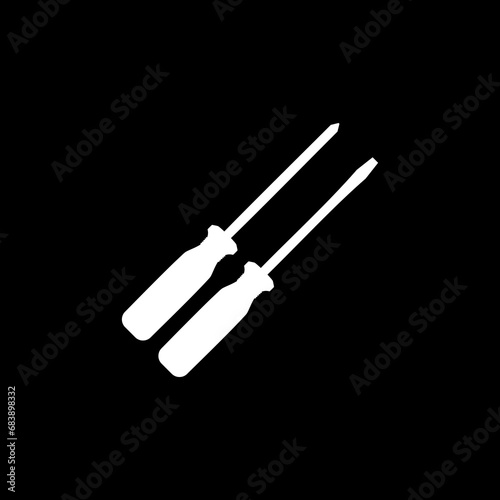 Plus or Positive and Minus or Negative Screwdriver Silhouette, Flat Style, can use for Art Illustration, Logo Gram, Pictogram, Website, Apps, or Graphic Design Element. Vector Illustration