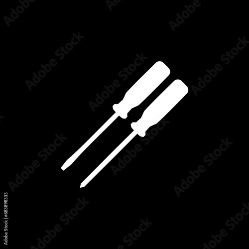 Plus or Positive and Minus or Negative Screwdriver Silhouette, Flat Style, can use for Art Illustration, Logo Gram, Pictogram, Website, Apps, or Graphic Design Element. Vector Illustration