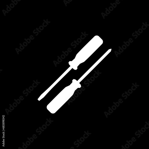 Plus or Positive and Minus or Negative Screwdriver Silhouette, Flat Style, can use for Art Illustration, Logo Gram, Pictogram, Website, Apps, or Graphic Design Element. Vector Illustration