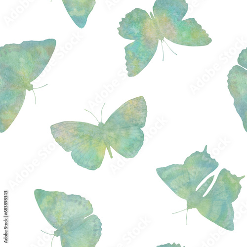 seamless pattern, colorful butterflies and isolated on white background, illustration for wallpaper