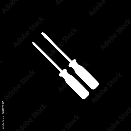 Plus or Positive and Minus or Negative Screwdriver Silhouette, Flat Style, can use for Art Illustration, Logo Gram, Pictogram, Website, Apps, or Graphic Design Element. Vector Illustration