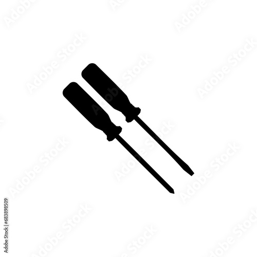 Plus or Positive and Minus or Negative Screwdriver Silhouette, Flat Style, can use for Art Illustration, Logo Gram, Pictogram, Website, Apps, or Graphic Design Element. Vector Illustration