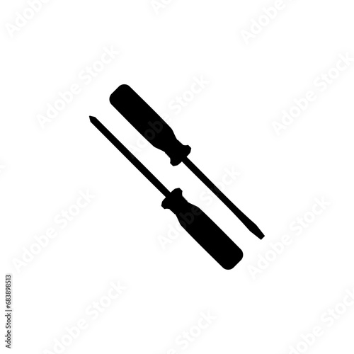 Plus or Positive and Minus or Negative Screwdriver Silhouette, Flat Style, can use for Art Illustration, Logo Gram, Pictogram, Website, Apps, or Graphic Design Element. Vector Illustration