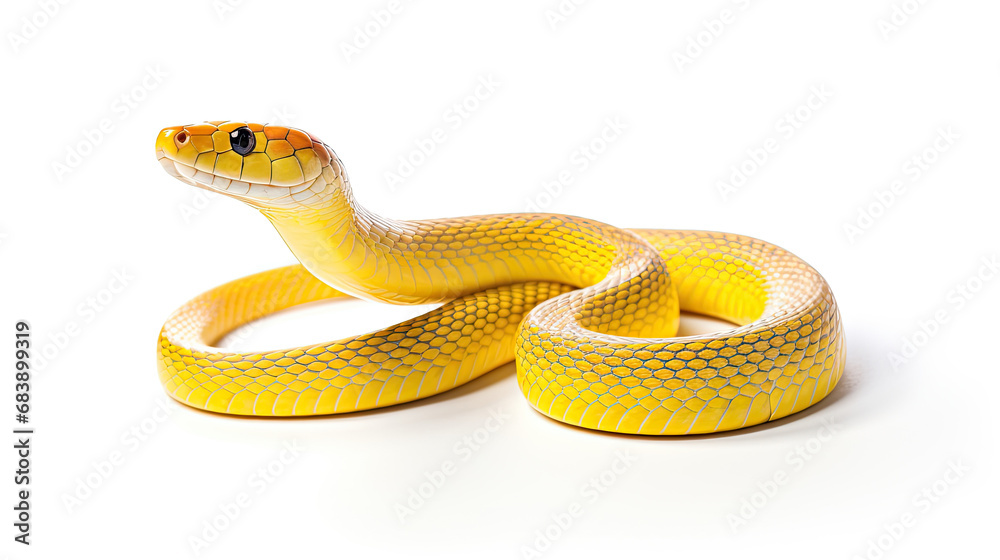 Fototapeta premium Small yellow snake on a white background.