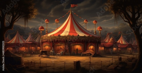 Circus encampment in the evening, Generative AI © Lens Legends