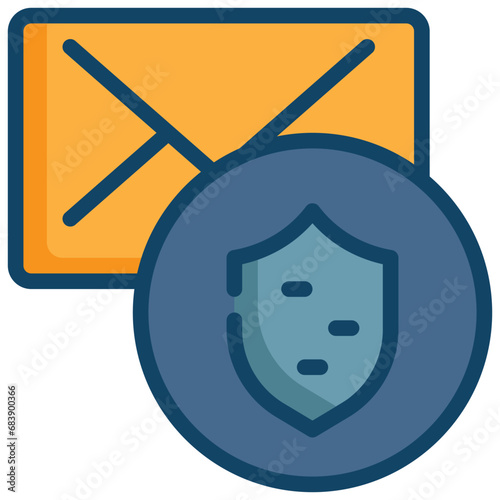 message protect digital security shield mail envelope filled outline