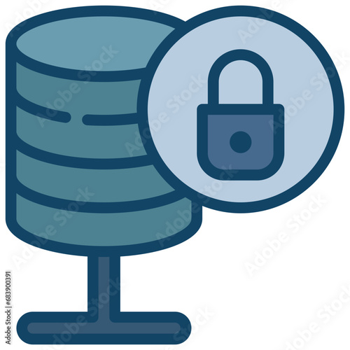 storage data server locked protect digital security filled outline