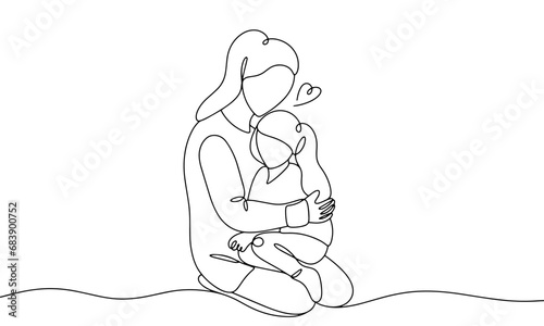 Mom and daughter. Hugs. One line