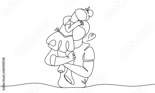  Father and daughter. One line