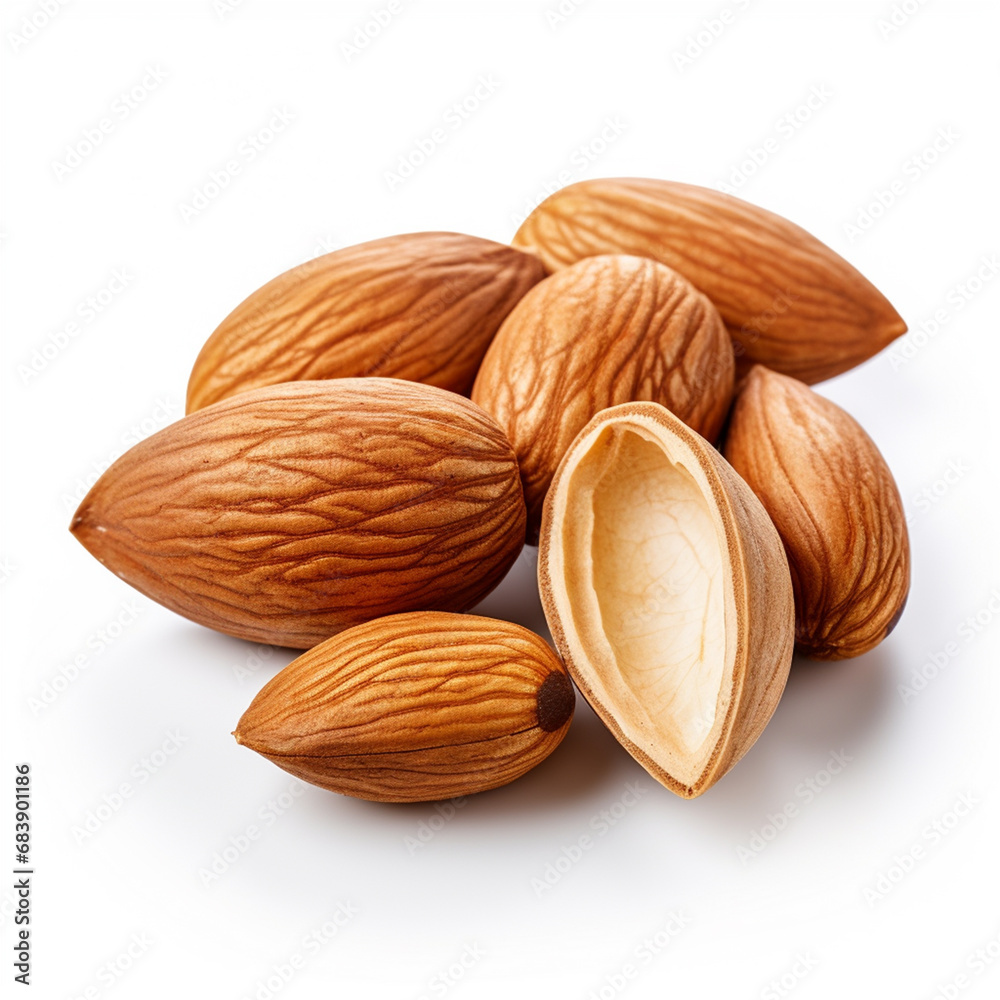 Almond nuts isolated on white background Almond nuts isolated on white background