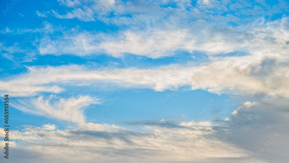 Partly cloudy blue sky cloudscape, excellent for Sky backgrounds or replacement.
