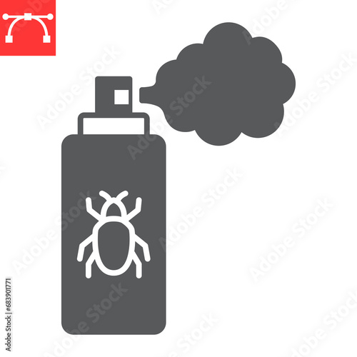 Bug spray glyph icon, pest and insecticide aerosol, insect repellent vector icon, vector graphics, editable stroke solid sign, eps 10.