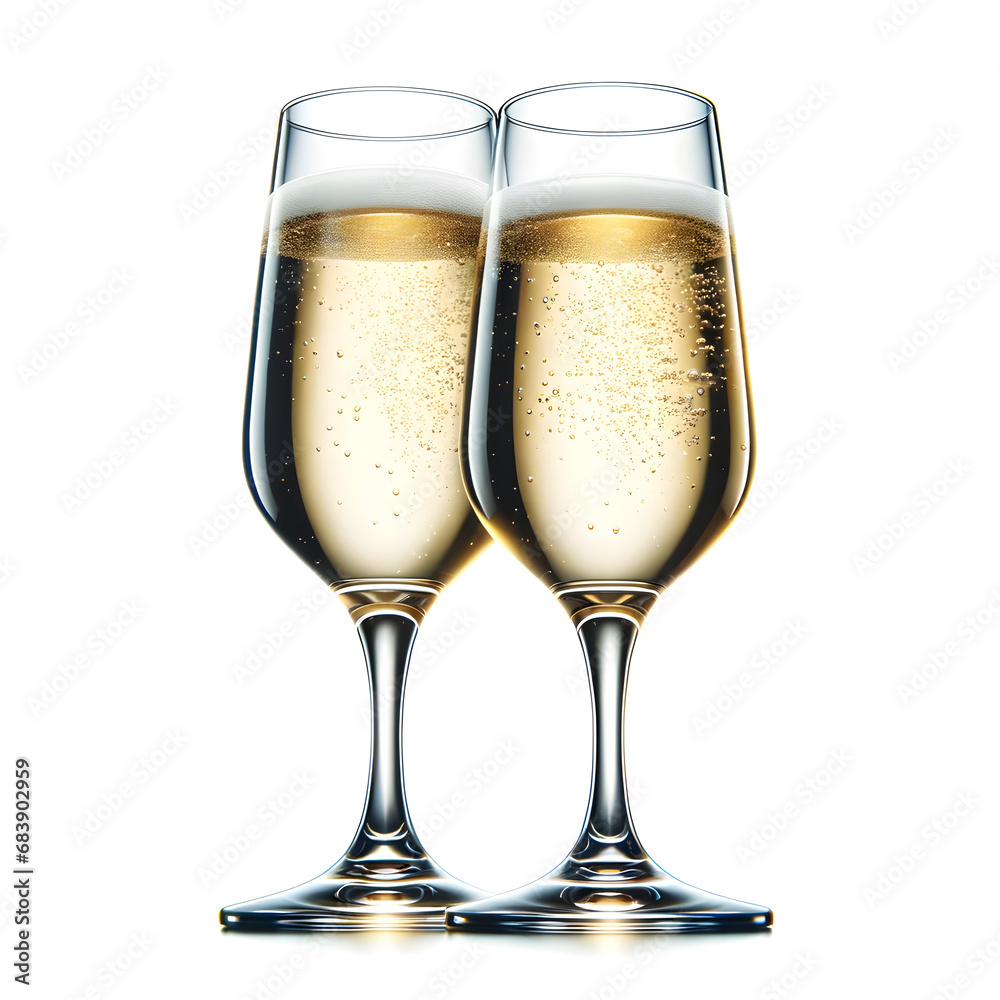 Elegant Crystal Champagne Flutes with Sparkling Beverage - Luxury Celebration Toast Concept, Romantic Occasion and New Year's Eve Festivities
