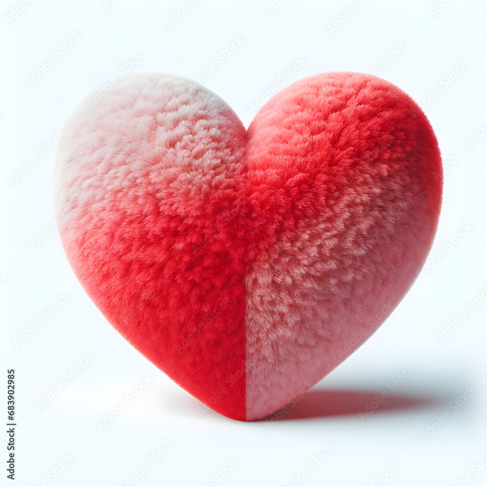 Two-Tone Plush Heart with Velvety Pink and Cozy Red Textures - Love, Comfort, and Valentine's Day Concept Image Two-Tone Plush Heart with Velvety Pink and Cozy Red Textures - Love, Comfort, and Valentine's Day Concept Image