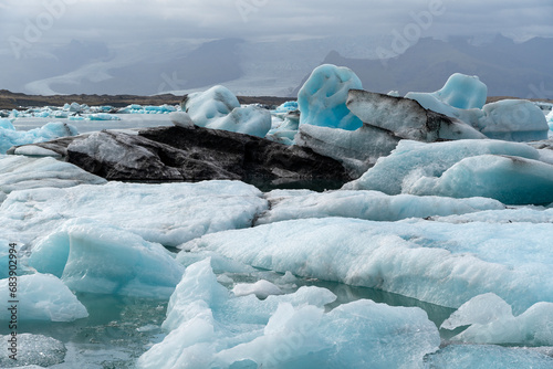 Glaciers on jokulsarlon lagoon in iceland