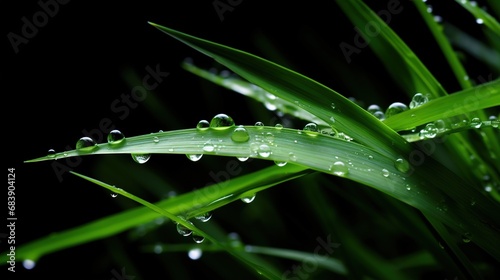 Macro detail to dewy blade of grass, nature concept