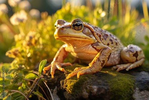 Dumpy Frog On Leaves  Frog  Amphibian  Reptile ai generated