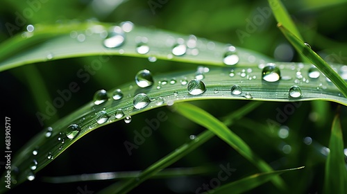 Macro detail to dewy blade of grass, nature concept