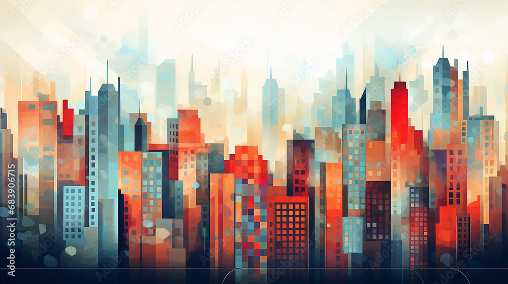 Fototapeta premium Urban Mosaic geometric cityscape design