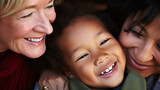 Happy Multigenerational Family Smiling Together with Joyful Child Close Up