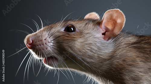 Head of young common rat. Young baby brown rat, Rattus norvegicus. generative ai © Witri
