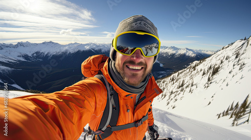 Skier on the top of mountain