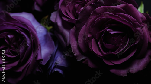 Elegant Purple Roses Closeup on Dark Background Romantic Floral Wallpaper