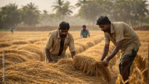 Two people working in the wheat field.