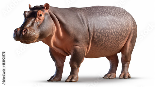 Hippo calf isolated  Hippopotamus amphibius. generative ai