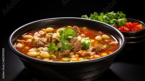 traditional mexican pozole soup photo