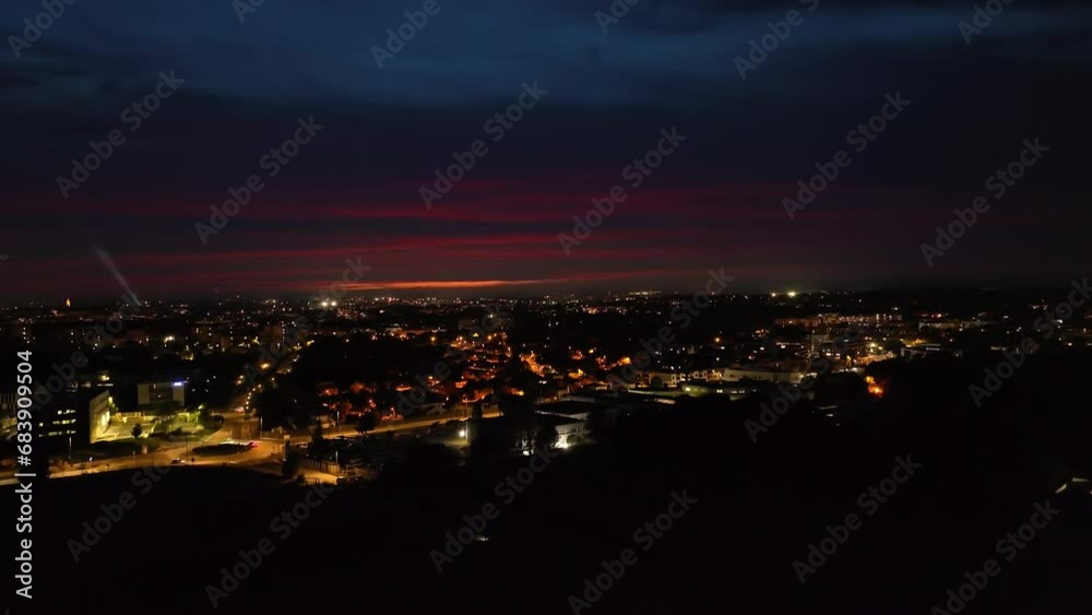 Montpellier's horizon ablaze post-sunset aerial view Occitanie Montpellier's horizon ablaze post-sunset aerial view Occitanie
