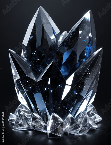 black crystal diamond with black background