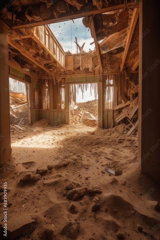a building is torn down and lying on the ground. demolished building at the centre of the city a building is torn down and lying on the ground. demolished building at the centre of the city