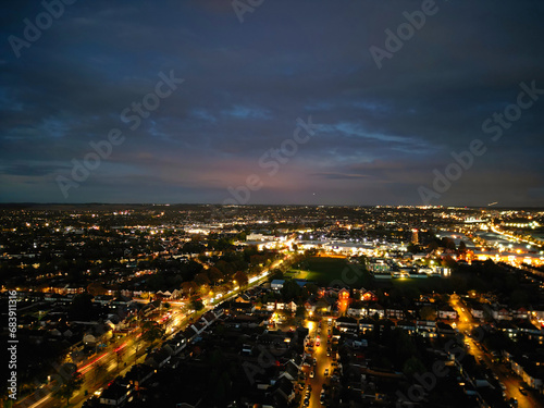 Aerial View of Illuminated British City of England During Night © Nasim