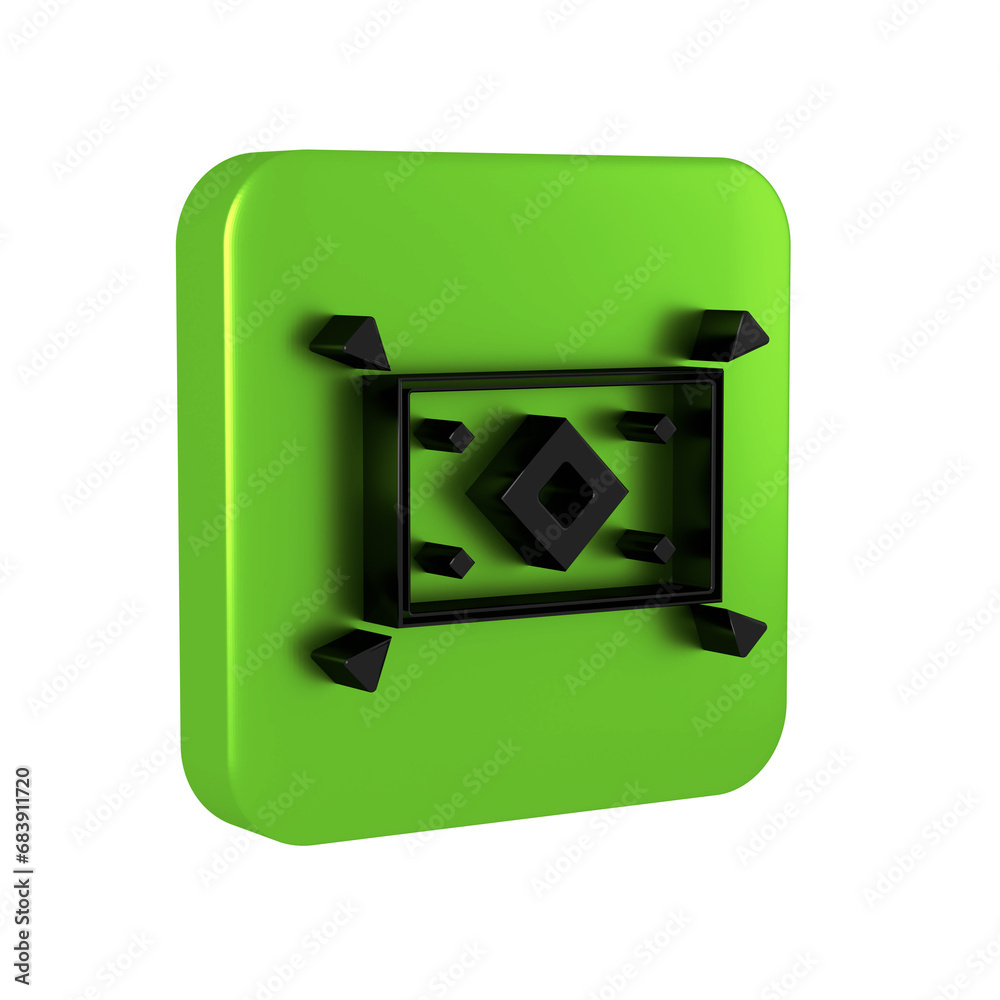Black Magic carpet icon isolated on transparent background. Green square button. Black Magic carpet icon isolated on transparent background. Green square button.