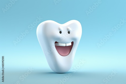 Radiant Happy white tooth. Cute mouth tooth. Generate Ai
