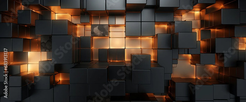 abstract design abstract blocks of various shapes, in the style of light bronze and light black, mood lighting, photorealistic detail, light orange and gray, conceptual installation, vray, quadrature photo