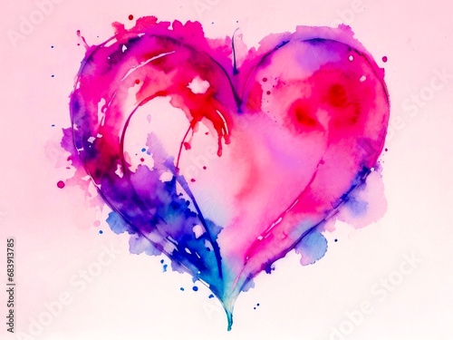 The heart symbol is bright and colorful on a soft pink background. Valentine s card. Generative AI