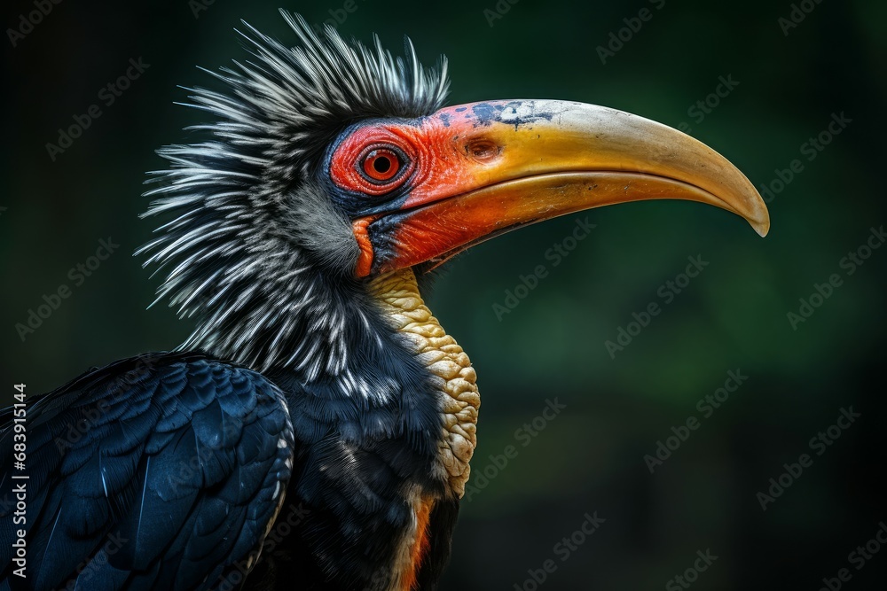 Social Hornbill bird. Sumatra fauna bill. Generate Ai