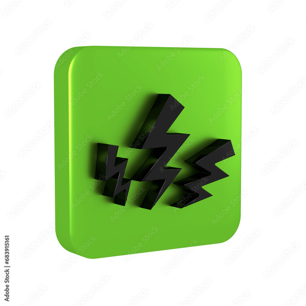 Black Zeus icon isolated on transparent background. Greek god. God of Lightning. Green square button. Black Zeus icon isolated on transparent background. Greek god. God of Lightning. Green square button.